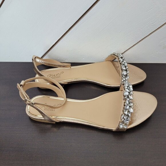 NEW Jewel Badgley Mischka Womens Rose Gold-Tone Size 9.5 Ankle Strap Sandals - Picture 3 of 9